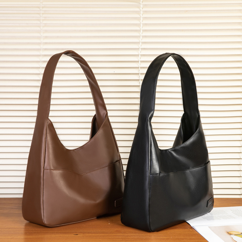 designer Cross-border Large Capacity Autumn Winter Crossbody Bag Soft Leather Bucket Bag Commuter Tote Bag College Student Class Ladies Shoulder Bag