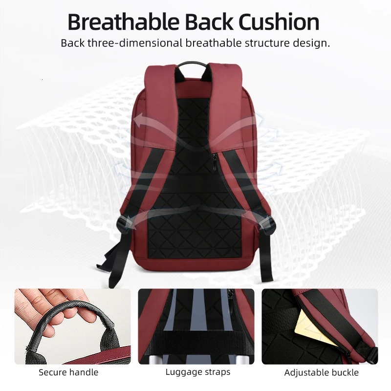 HK Business Slim Backpack For Men Water Resistant 15.6 inch Laptop Bag With USB Charger Light Weight Travel Bag for Work Office 250530