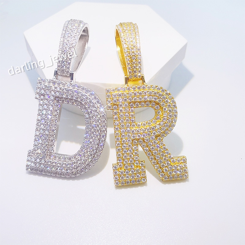 Hip Hop Moissanite Jewelry Sterling Silver Moissanite Iced Out Big Initial Letter Pendant for Men Lab Mosan Diamond Pendant