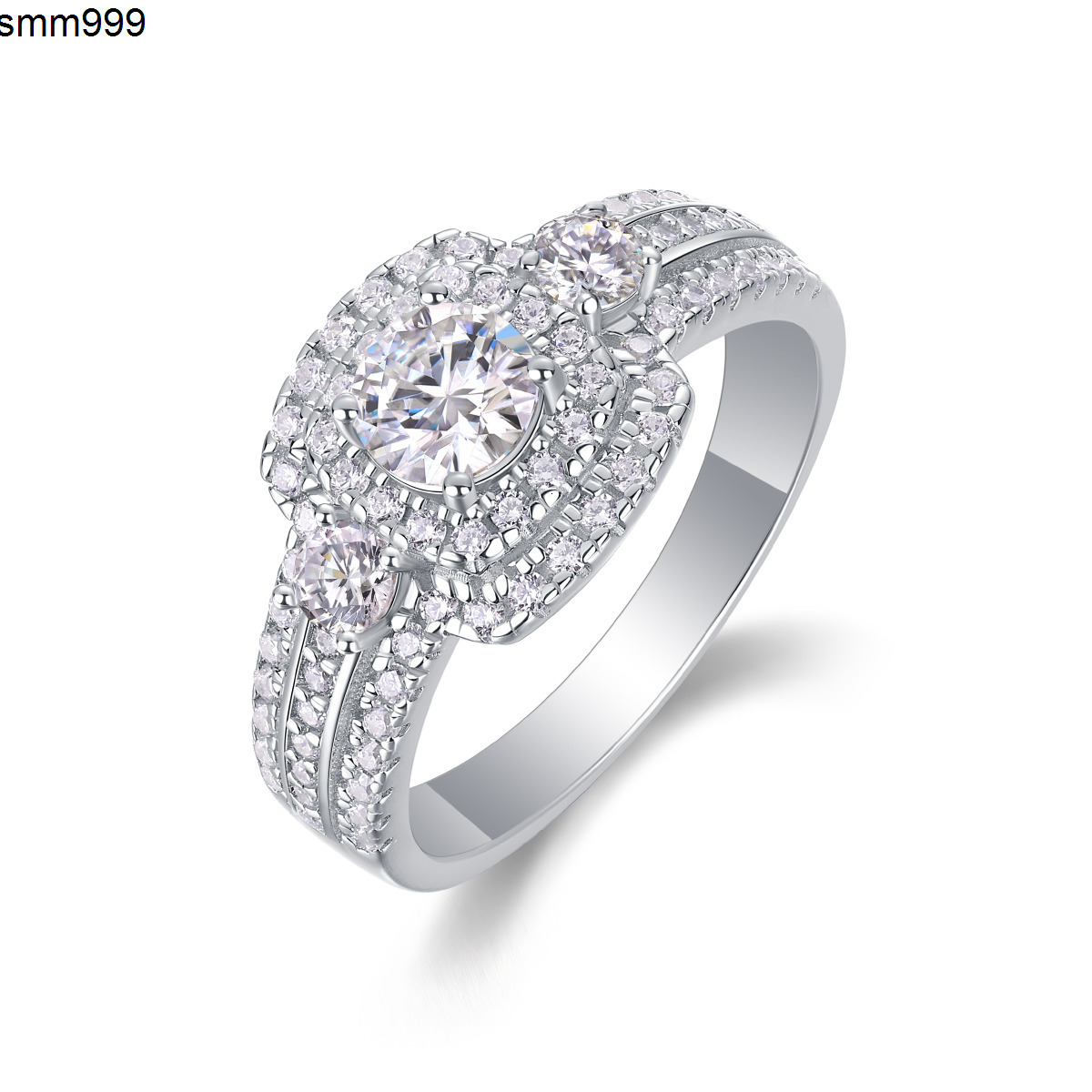 Jiuzhuan Jewelry 925 Sterling Silver Ring Crown Moissanite Engagement Wedding Ring for Women R231213431-50