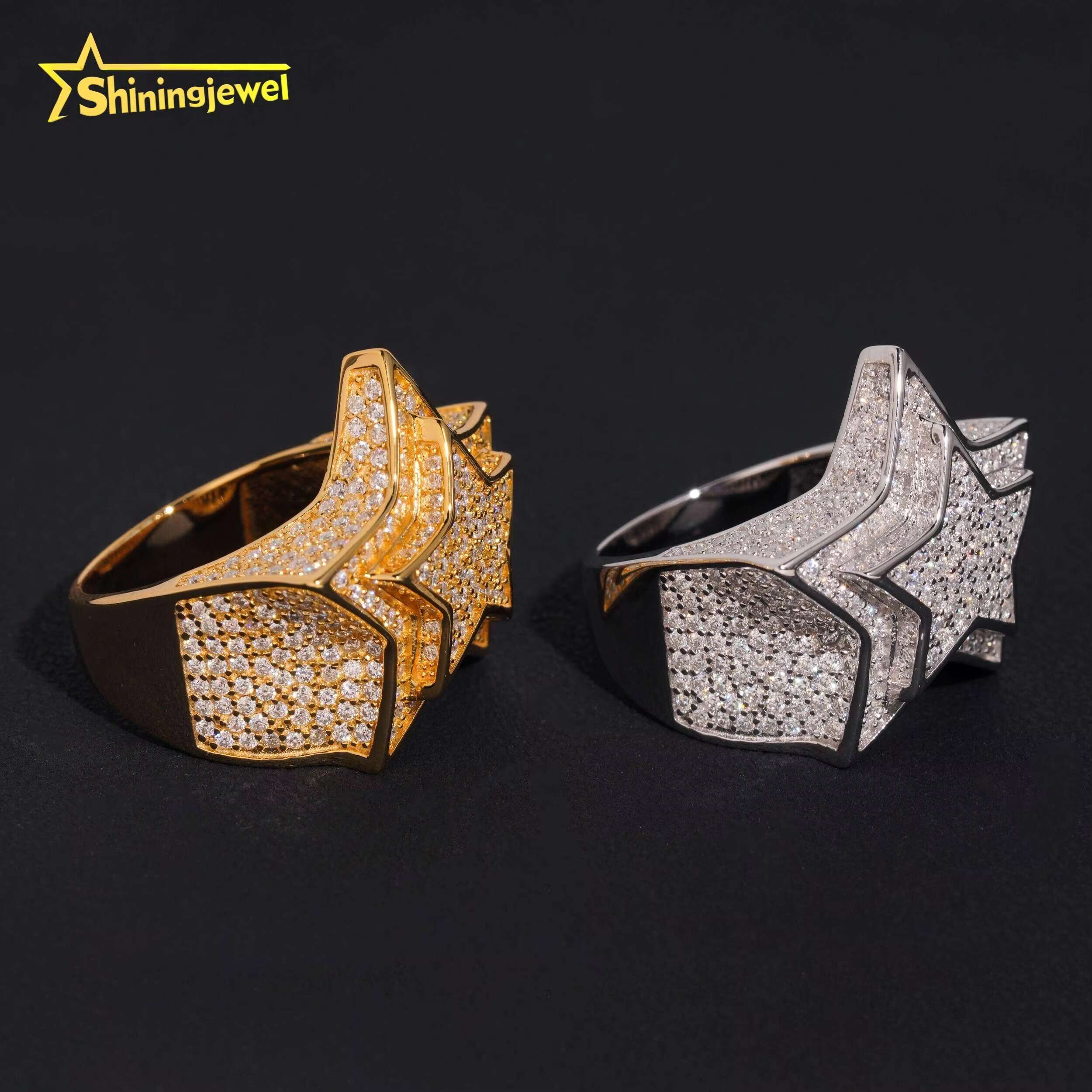 Fine Jewelry Hip Hop Sterling Silver 925 VVS Moissanite Diamond Star Iced Out Ring