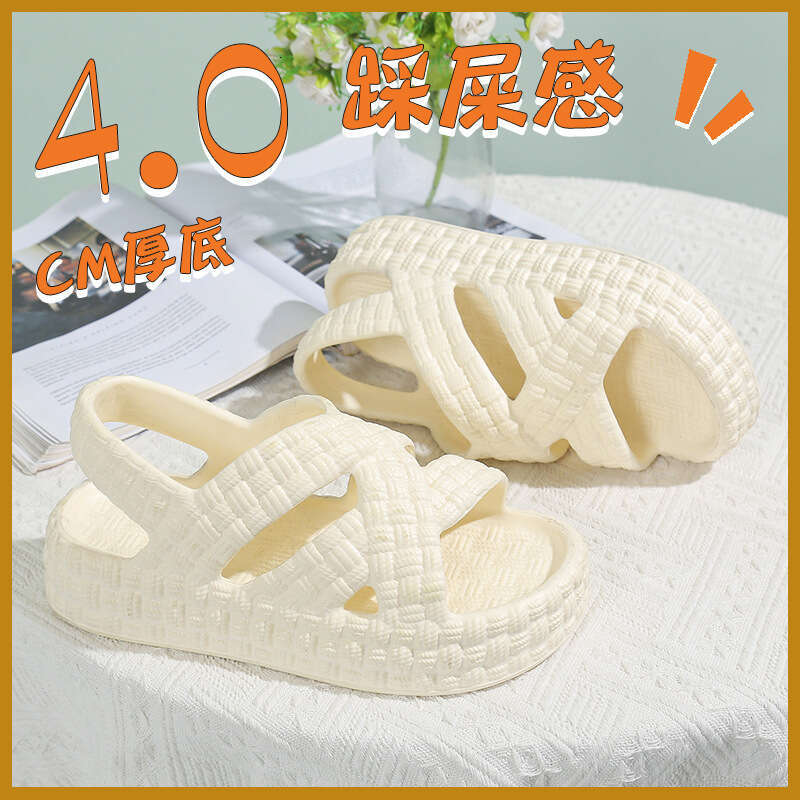 Women's 2024 New Thick Sole Two-Way Wear Height Increasing Non-Slip Breathable Odor-Free Home Slippers