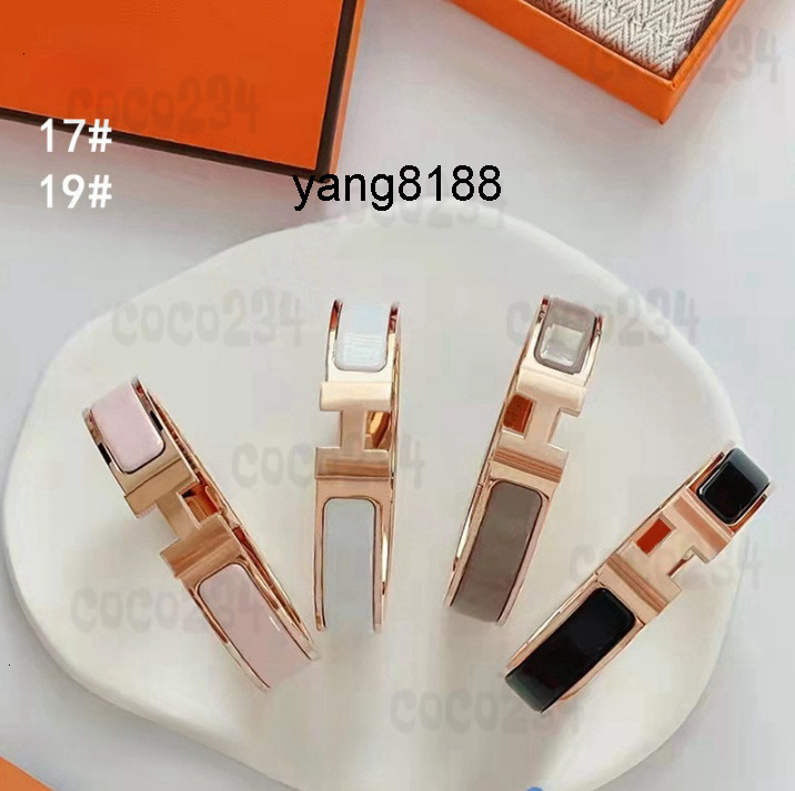hly herne hermens Hemess H Classic Letter Bracelet Designer Bracelet Mens and Womens Couples Bracelets 18k Gold Rose Gold Silver Bangle 12MM Wide Size 1719 Luxury Jew