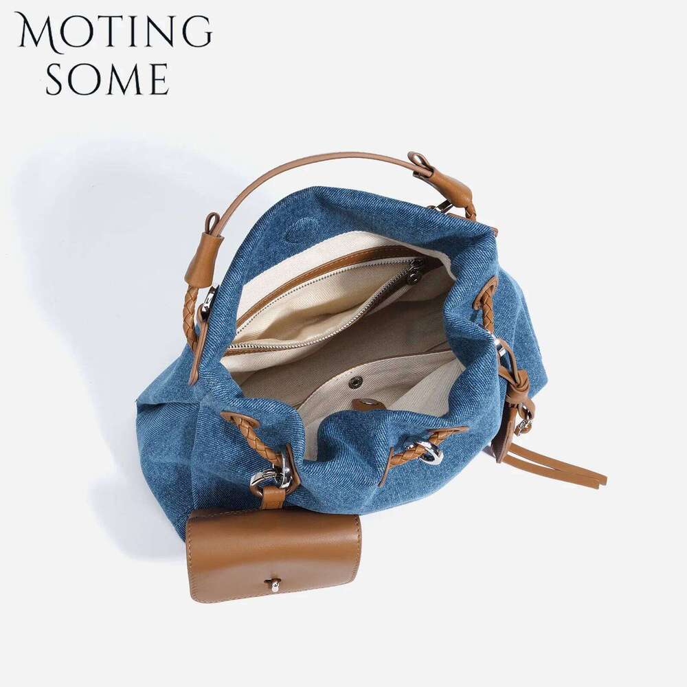 Hot Selling Motingsome Spring Women New Denim Handbag Design Fashionable Simple Style Lady Messenger Bag Saddle Purse Pouch Designer Bags