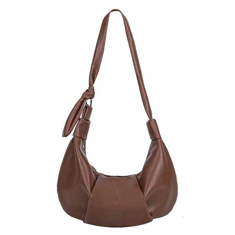 designer Korean Style INS Large Capacity Retro Soft Leather Pleated Dumpling Bag Lazy Style Versatile Casual Commuter Women's Shoulder Bag