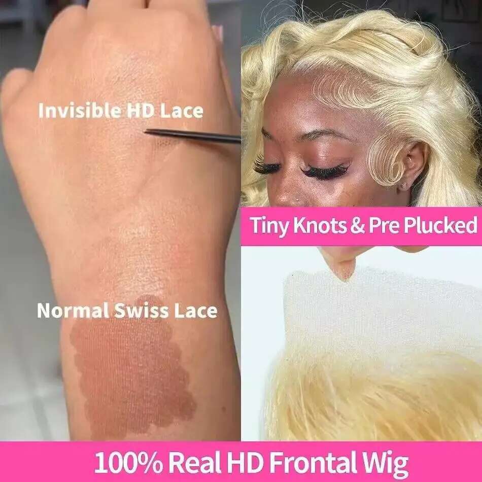 613 Blonde HD Front Brazilian Straight Human Hair For Women Transparent 13x6 Lace Frontal Wigs