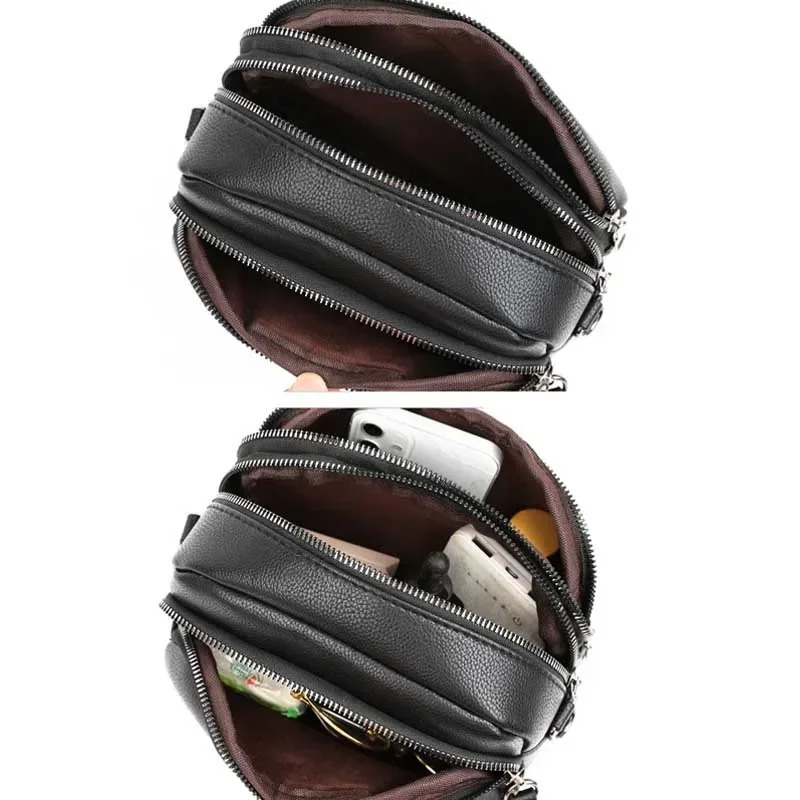 Solid Color Fashionable Rivet Zipper Womens Mobile Phone Bag Simple Soft Leather Shoulder Crossbody Small Square Bag Handbag 250530