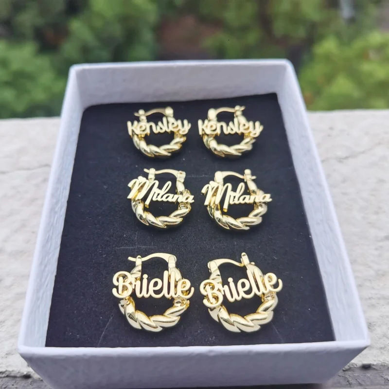 LeeChee Personalization Mini Twist Hoop Kids Custom Name Earrings For Baby Small Hoop Earring Kids Gift 250529
