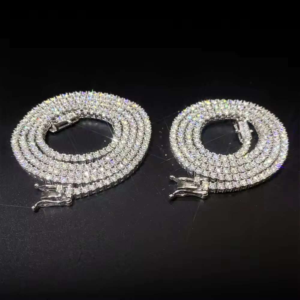 S925 Silver Cuba Chain VVS D Colour Moissanite Diamond Tennis Chain Link Necklace Jewelry Men Ice Out Chain Link Necklace