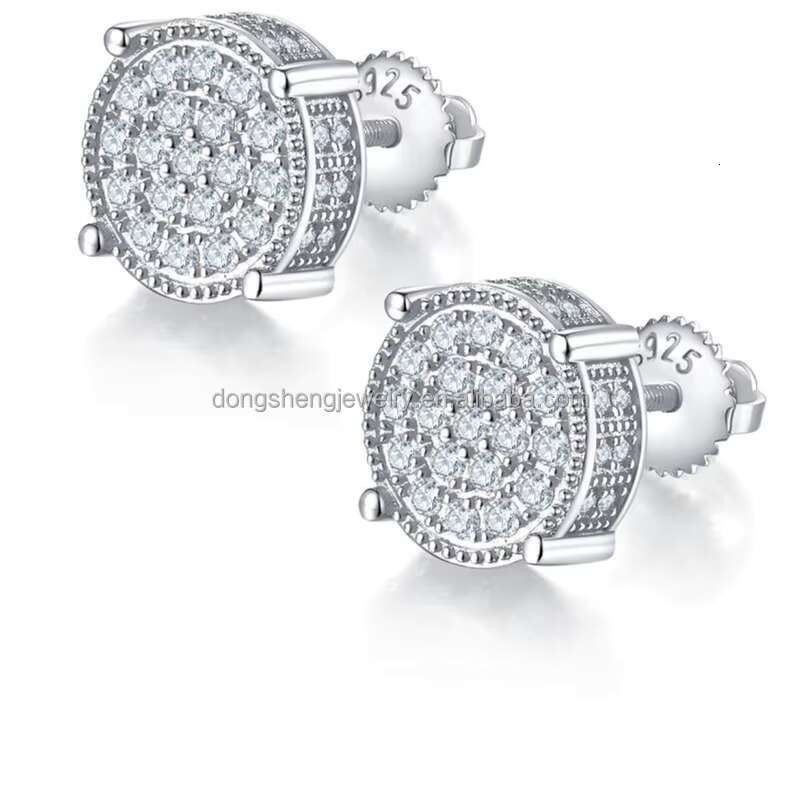 Gra Certificate Women Men Diamond Fashion Jewelry 14K 18K Gold 925 Silver Luxury Vvs Moissanite Roundness Earrings