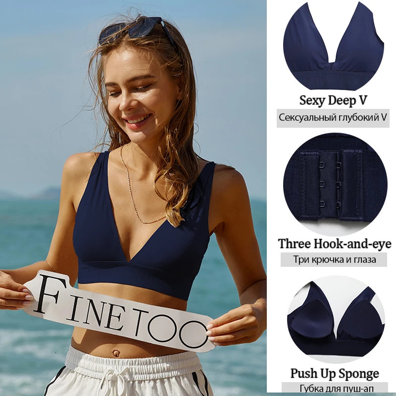 FINETOO Deep V Women Bras Push Up Padded Tops Female Sexy Wireless Underwear Ladies Plus Size Bralette Girls Intimates Lingerie 250526