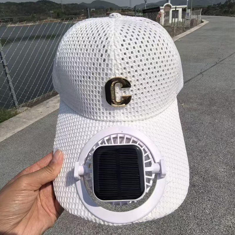 New solar charging fan cap, summer extended eave mesh breathable sun protection, couple sun protection baseball cap strap, automatic charging function