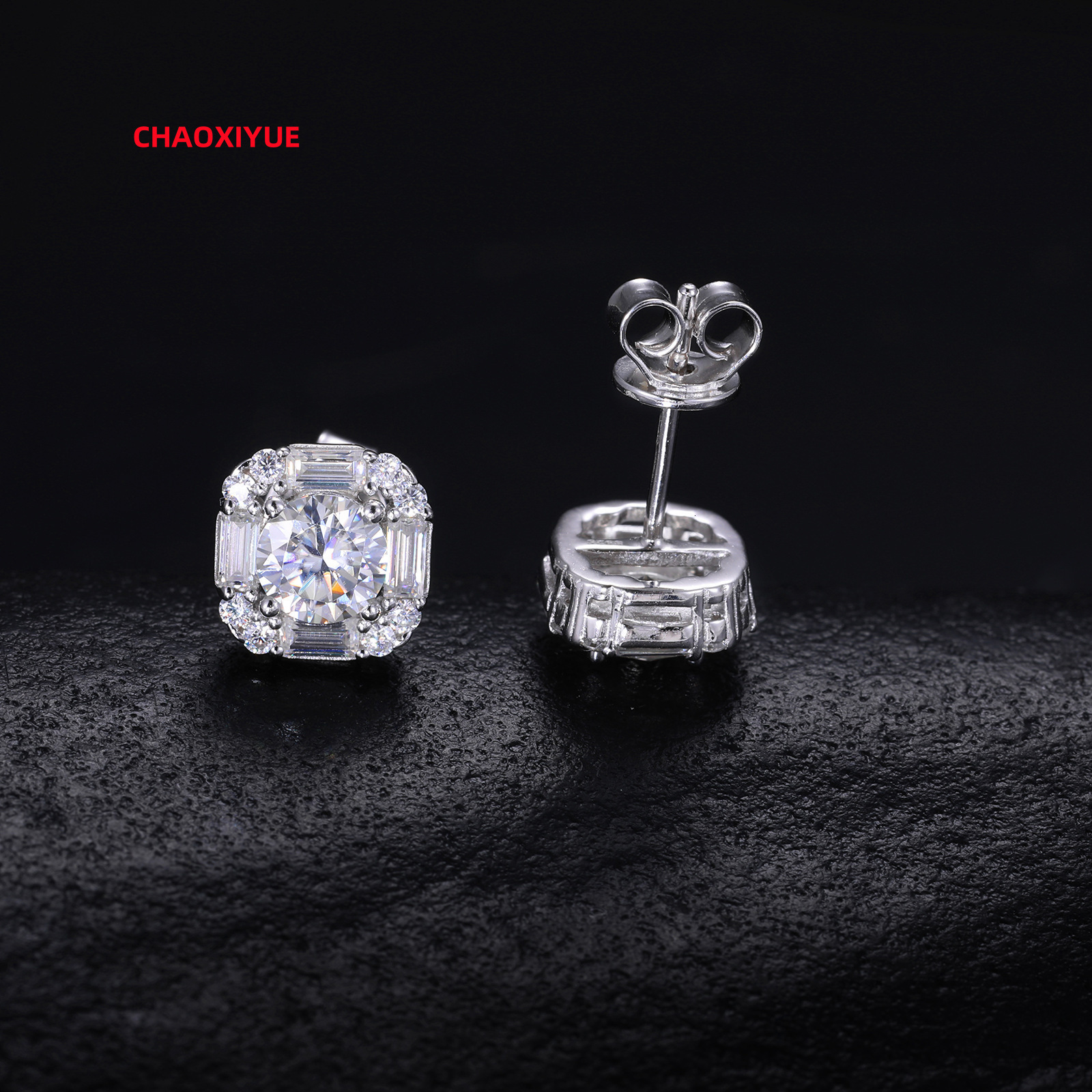 925 Sterling Silver Gold Plated Moissanite Stud Earrings Hypoallergenic Fashion Jewelry for Women