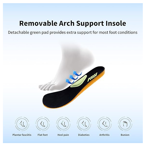 Designer Shoes Men's Wide Toe Box Walking Shoes with Arch Support Orthotic Tennis Sneakers for Plantar Fasciitis Bunions Flat Feet