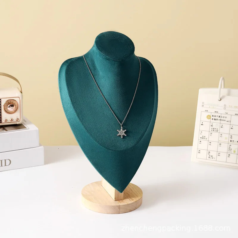 Solid wood portrait neck green jewelry stand necklace pendant neck mold display standjewelry necklacestand display stand 250530