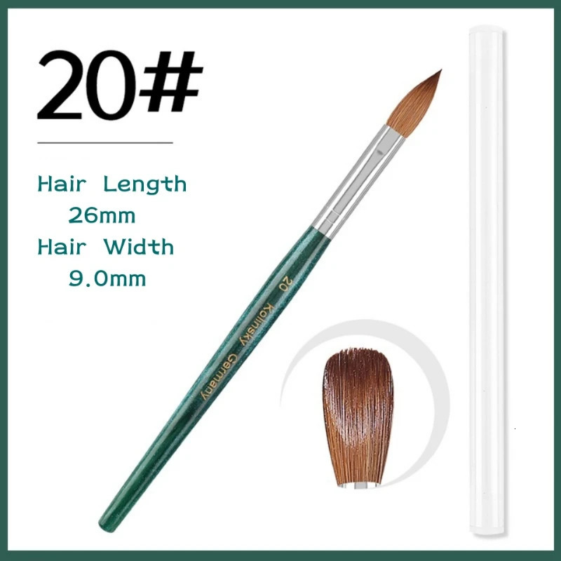 100% Kolinsky Acrylic Nail Brush Nail Art Brushes with Green Plastic Handle Acrylic Nail Tools 250528