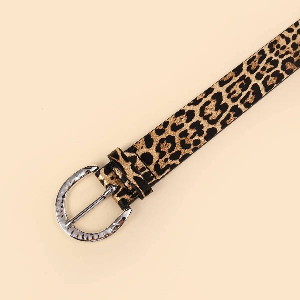 Leopard Print Pu Women'S Belt Hip Hop Y2k Girls Jeans Accessories Girdle Goth Retro Leather Gold Pin Buckle Waistband