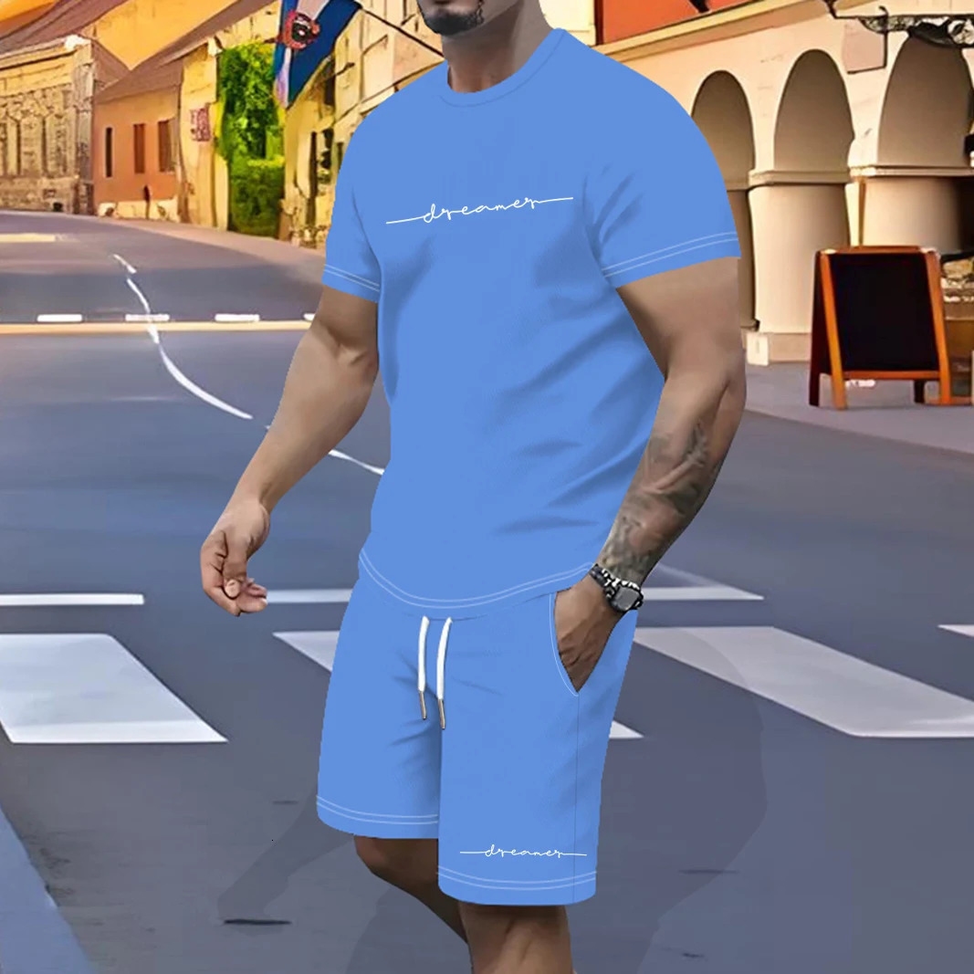 Mens adult sports suit polyester fiber quickdrying solid color 3D pullover elastic waist dating casual trend 250530