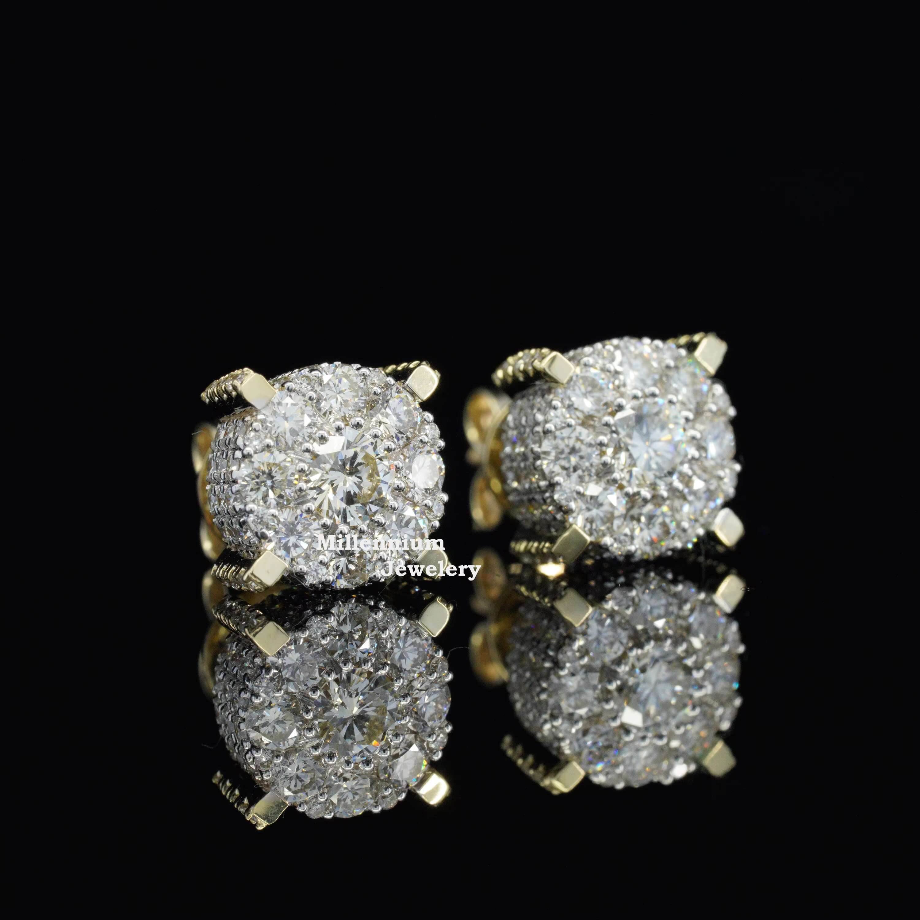 Premium Round Cut Moissanite Earrings 925 Sterling Silver Earrings for Women Iced Out Earrings at Wholesale Price