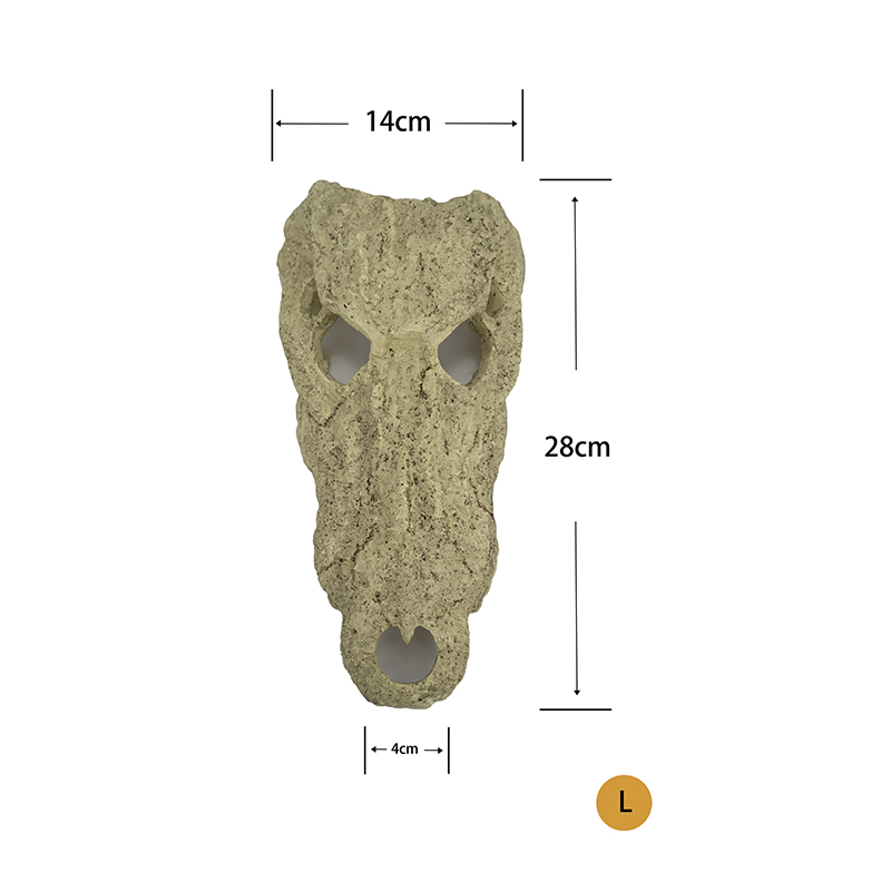 Realistic Crocodile Headed Skeleton Shell Habitat for Reptiles - Perfect Aquatic Decor