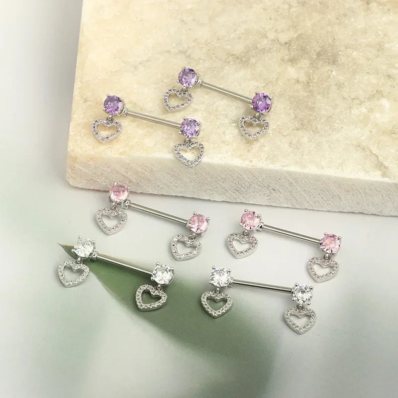 1Pair Green Butterfly Nipple Piercing Jewelry 14G Pink Heart Nipple Rings for Women Flower Nipple Piercing Barbell Pezon Mujer 250526