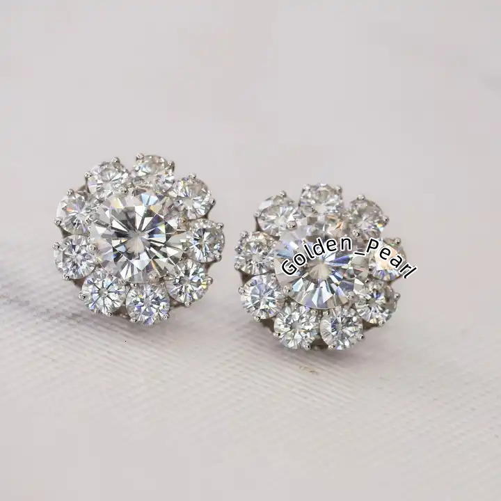 Trending 925 Sterling Silver Moissanite Diamond Engagement and Wedding Earring for Women Stylish New Arrival Jewelry Collection