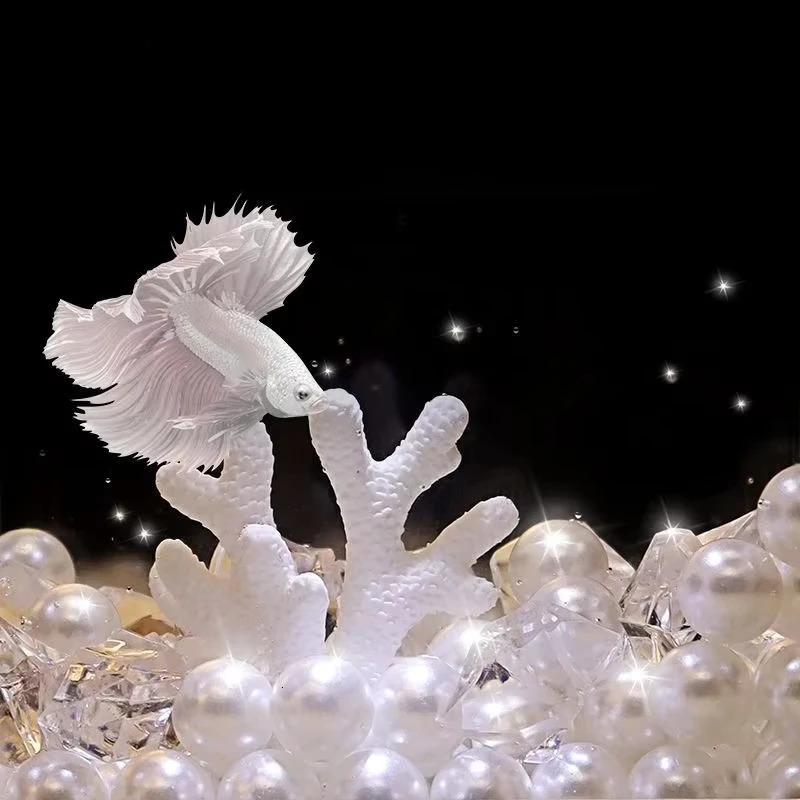 Special Tank Acrylic Net Red Block Box Glass Beads Landscape Mini Ecological Square Fish Tank Goldfish Bowl 250530