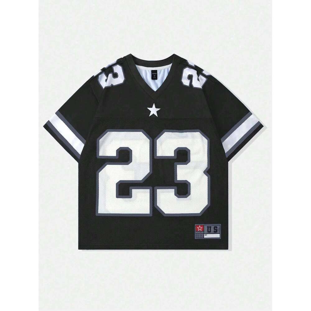 New Hot Men s Summer Y K Fashion Casual Street Retro Hip Hop Shirt V Neck Loose Breathable Quick Drying Tee