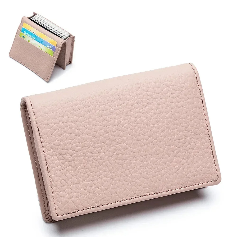 Genuine Leather Women Wallet Card Holder Small Purse Large Capacity Men Women Bank Business Credit Card Holder Wallet Case 250528