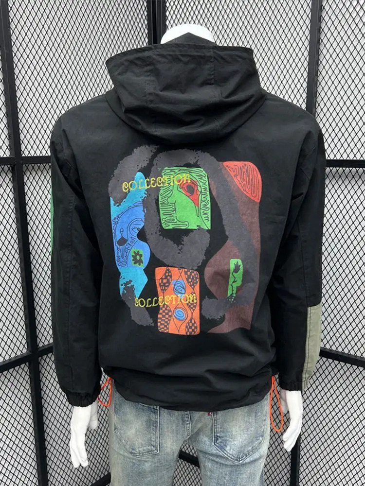 Spring Mens Pocket Patchwork Hoodie Jackets Men Hip Hop Y2K Hooded Bombers Jacket Fashion Techwear Streetwear Coat Clothes 250530