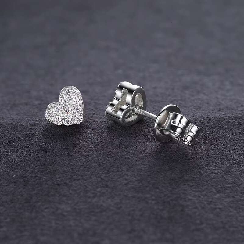 Wholesale Price Hip Hop Jewelry Iced Out Earrings 925 Silver Vvs Moissanite Heart Shape Stud Earrings Man Gift