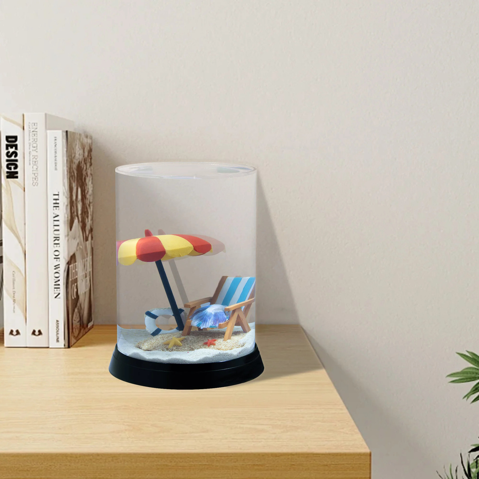 Round Acrylic Fish Bowl Aquarium 0.9 Gallon Capacity with ABS Base Perfect Living Room Aquarium for Betta/ Goldfish/ Tropical 250530