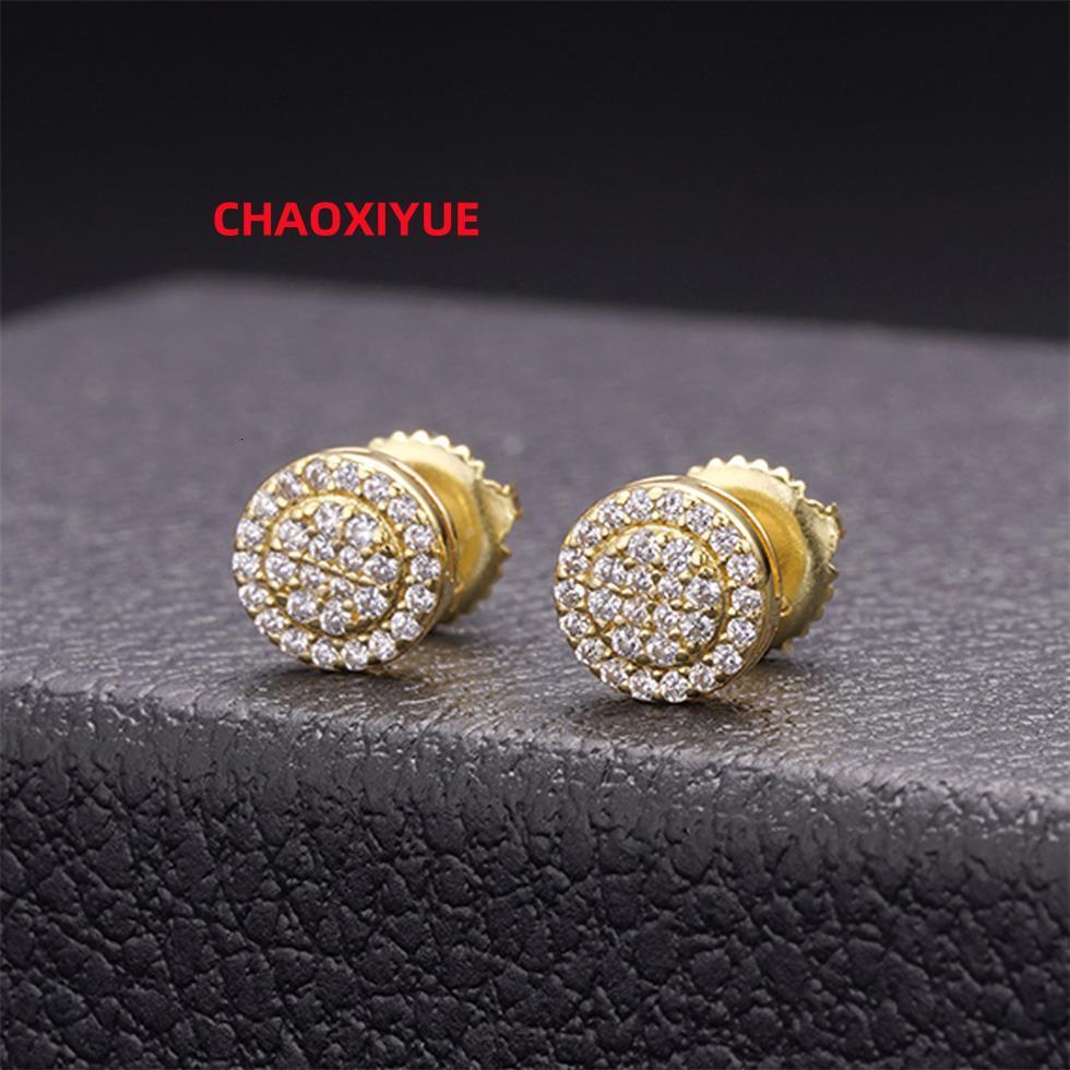Wholesale Hip Hop Jewelry Pricec Vintage Small Gold Plated VVS Moissanite Round 925 Sterling Silver Stud Earrings for Men