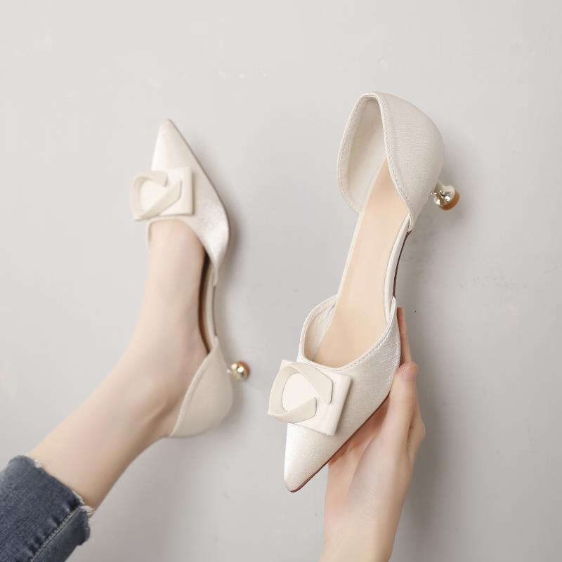 Fresh Style High Heels 2021 New Korean Version Versatile Single for Women Summer Low Heel Fashion Large Size Women's Shoes 41 to 43
