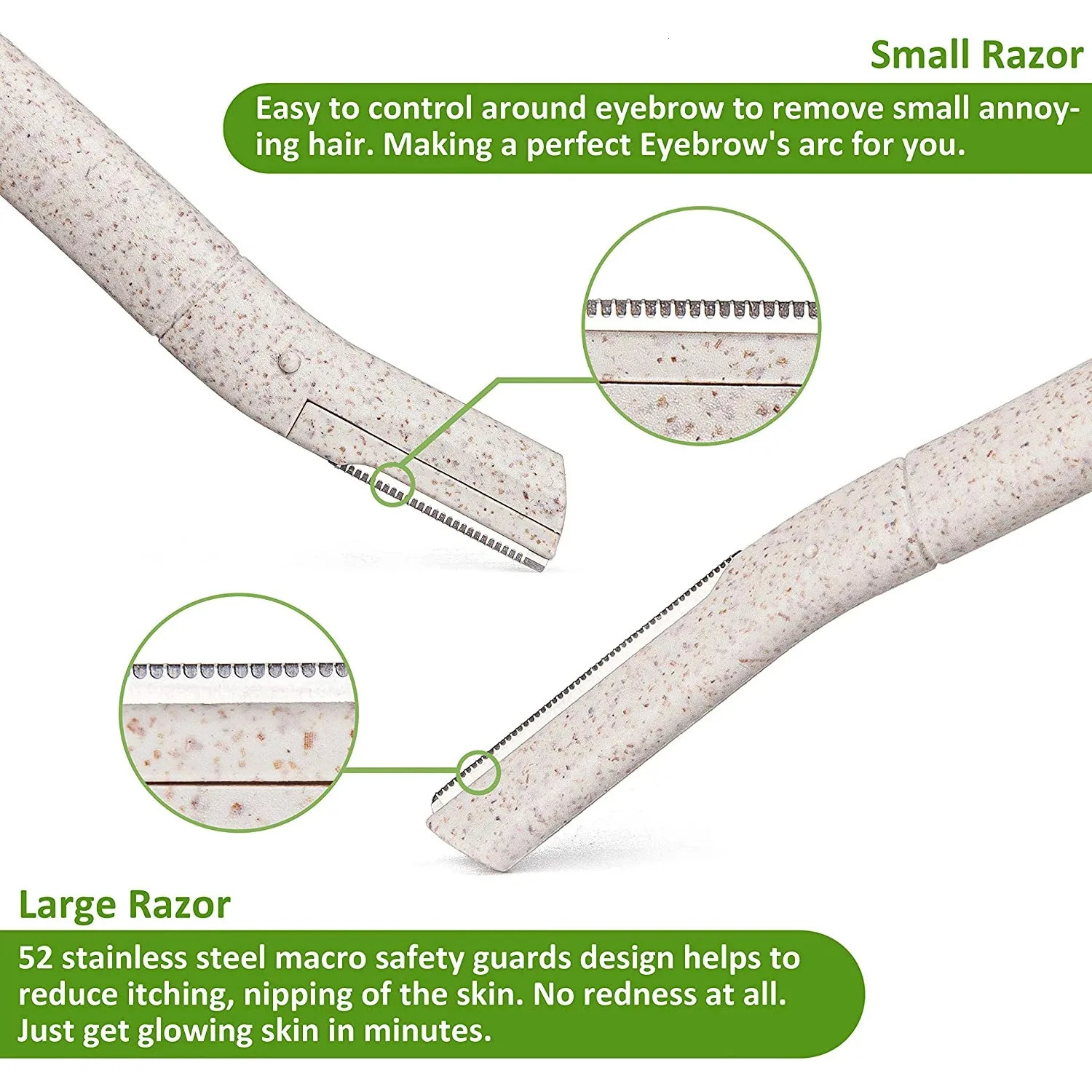 12 PcsBox Wheat Straw Face Eyebrow Razor for Women Dermaplane RazorBiodegradable Dermaplaning Tool with Precision Cover 250516