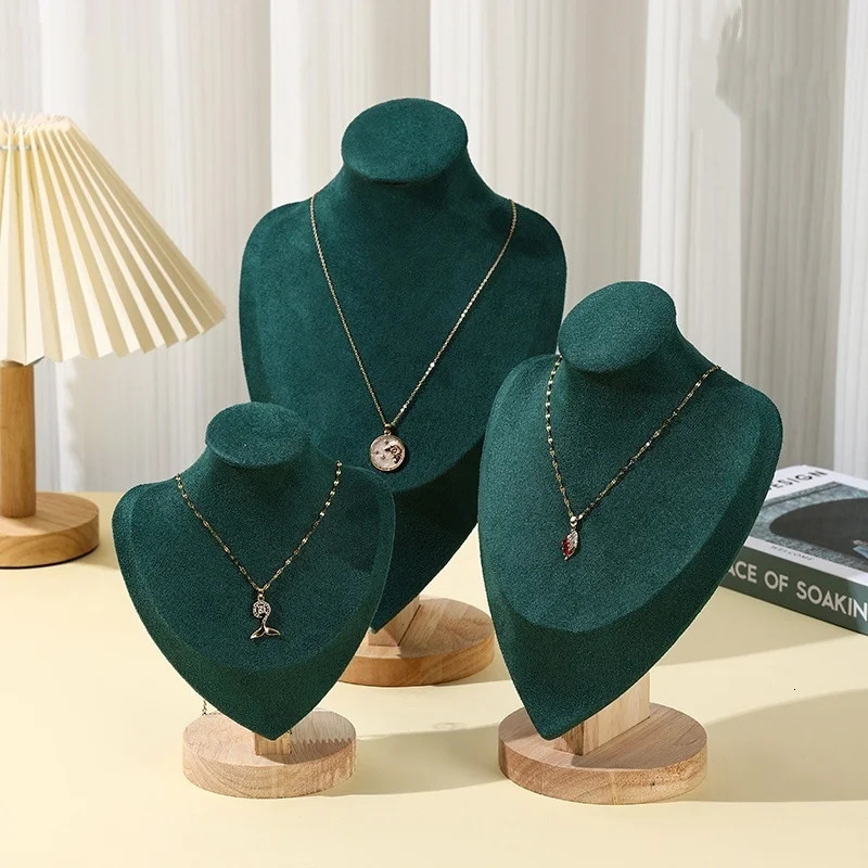 Solid wood portrait neck green jewelry stand necklace pendant neck mold display standjewelry necklacestand display stand 250530