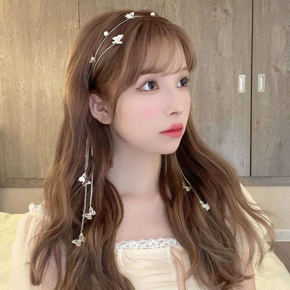 Glitter Girls Hoop Korean Style Shining Rhinestone Headband Butterfly Tassel Hairpin Exquisite Jewelry Hair Accessories