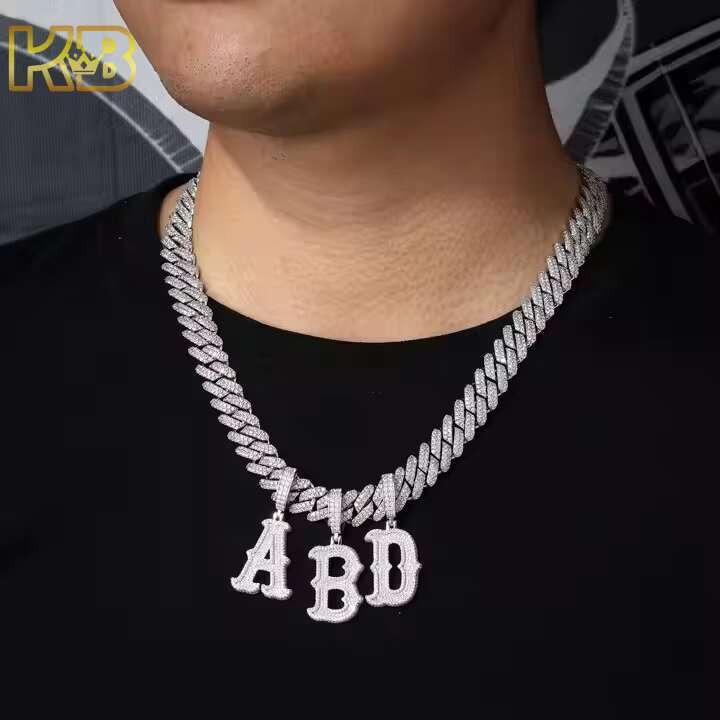 Custom Hip Hop ABD Letter Pendants 925 Sterling Silver Moissanite Initial Pendant for Women/Men
