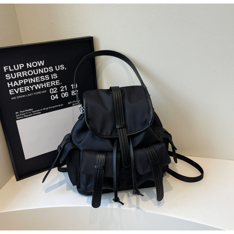 designer Women's Backpack 2025 Nylon Large Capacity Bag with Double Pockets Casual Portable Single Shoulder Underarm Bucket Bag