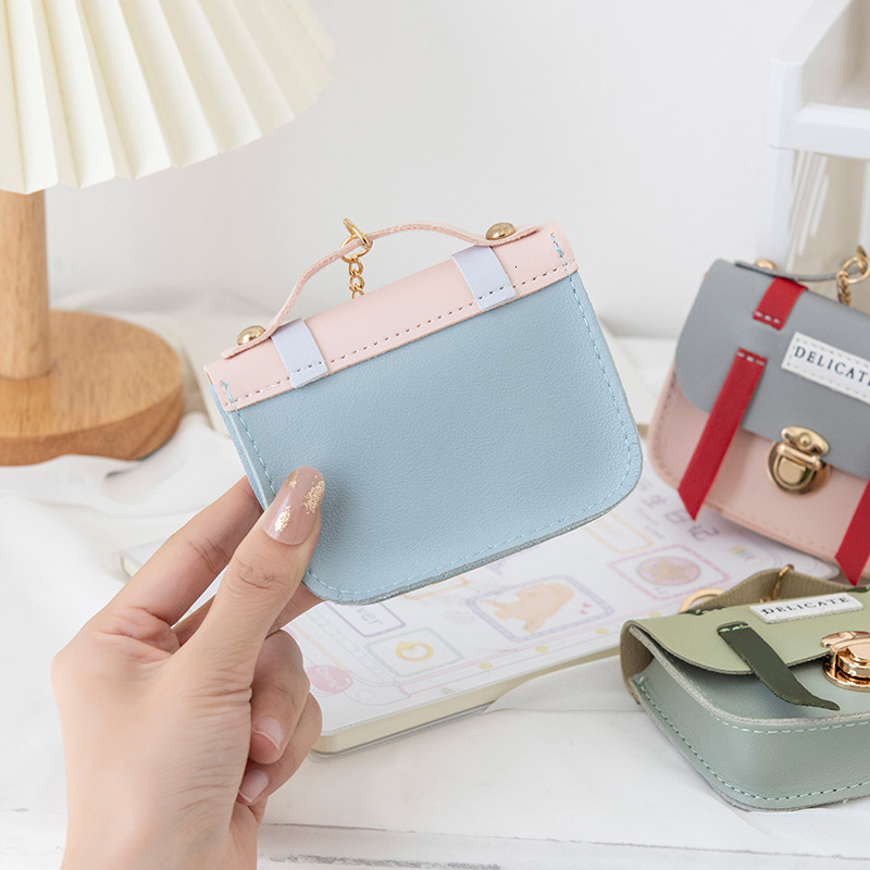 Cute ladies creative mini coin wallet fashion with lock keychain pendant fashion small wallet designer fashionable ladies handbag