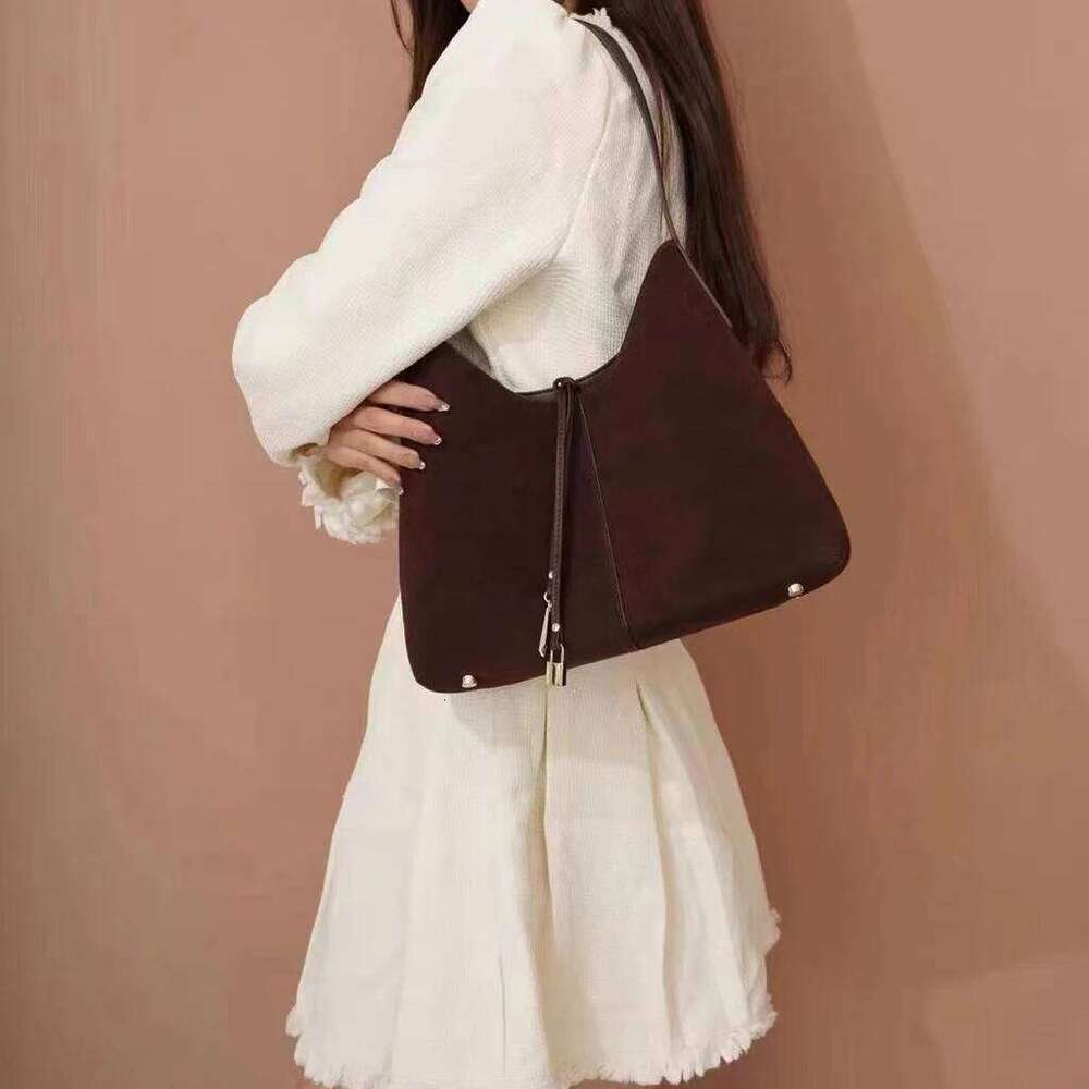 Autumn Winter New Retro Suede Tote Women Premium Feeling Large Capacity Shoulder Bag Pack Lady Split Leather Armpit Handbag