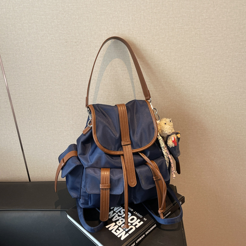 designer Women's Backpack 2025 Nylon Large Capacity Bag with Double Pockets Casual Portable Single Shoulder Underarm Bucket Bag