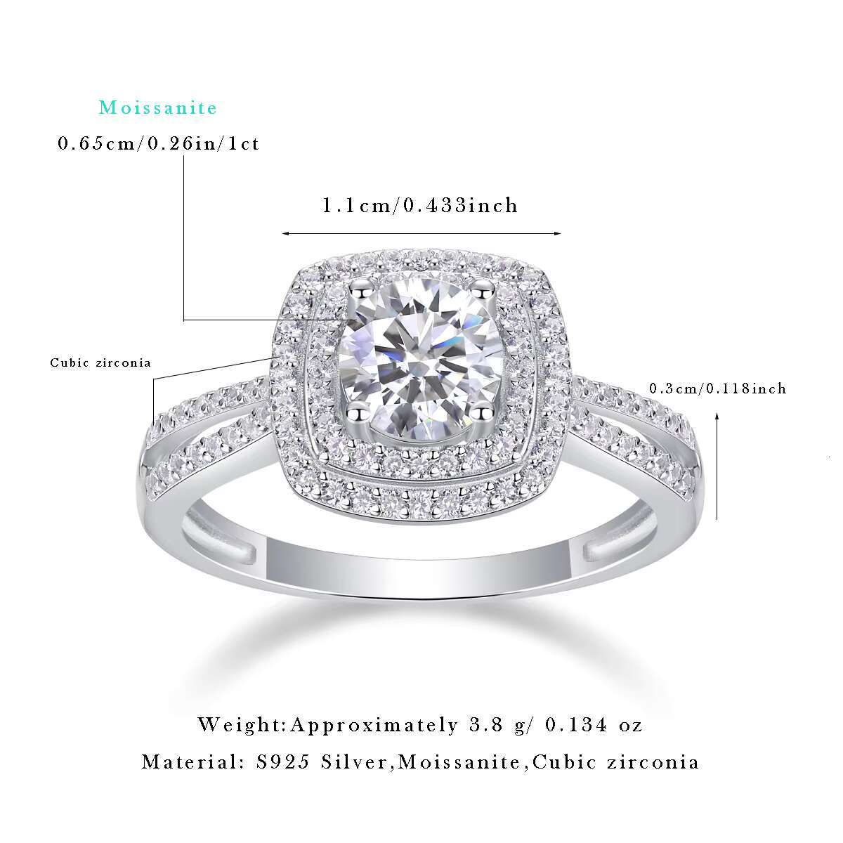 Jewelry Valentines Day Gift 2024 Jewelry Fashion 1 Ct Moissanite Ring 925 Sterling Silver Moissanite Jewelry R231113332-65