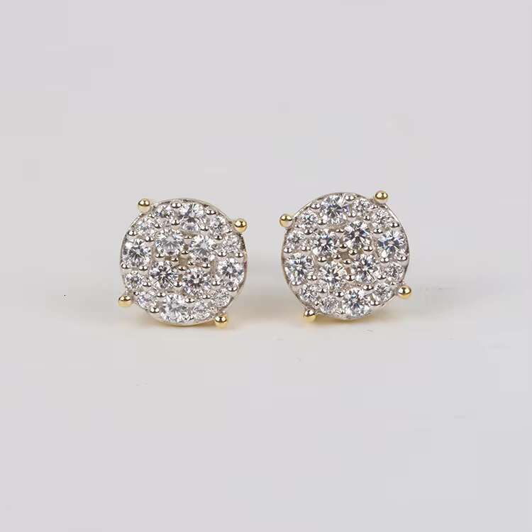 Mens Iced Out Hip Hop Moissanite Diamond Stud Earrings Sterling Silver 925 White Gold Plated Screw Back Stylish Earrings