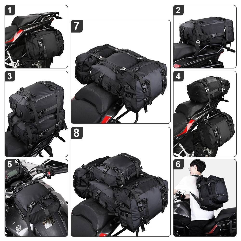 Rhinowalk Motorcycle Back Seat 10/20/30L Waterproof Multifunctional Saddle Side Lage Bag cycling backpack Universal
