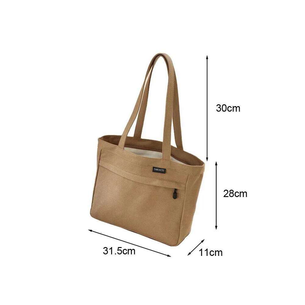Hylhexyr Canvas Shoulder Bag Large Capacity Outdoor Shopping Bags College Student Simple Handbag With Zipper For Women