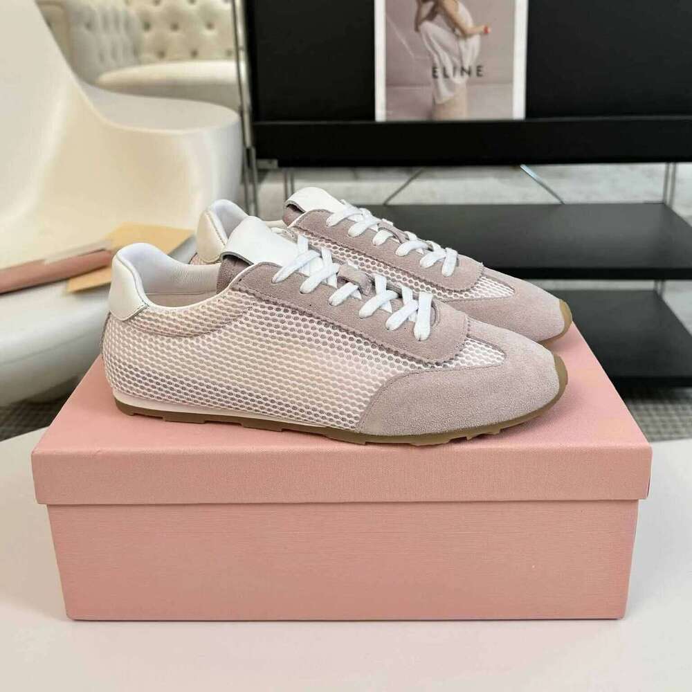 2025 Early Spring New Round Toe Casual Flats Suede Mesh Women Shoes Light Lace-Up Genuine Leather Zapatos De Mujer