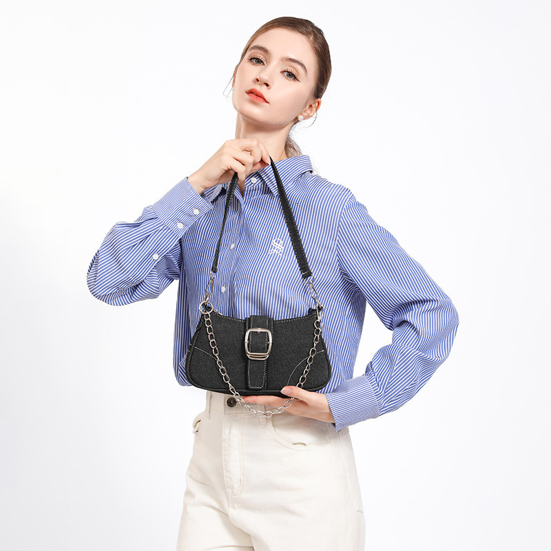 designer High-End Canvas Small Bag for Women 2025 New Niche Summer Fashion Chain Crossbody Shoulder Underarm Bag