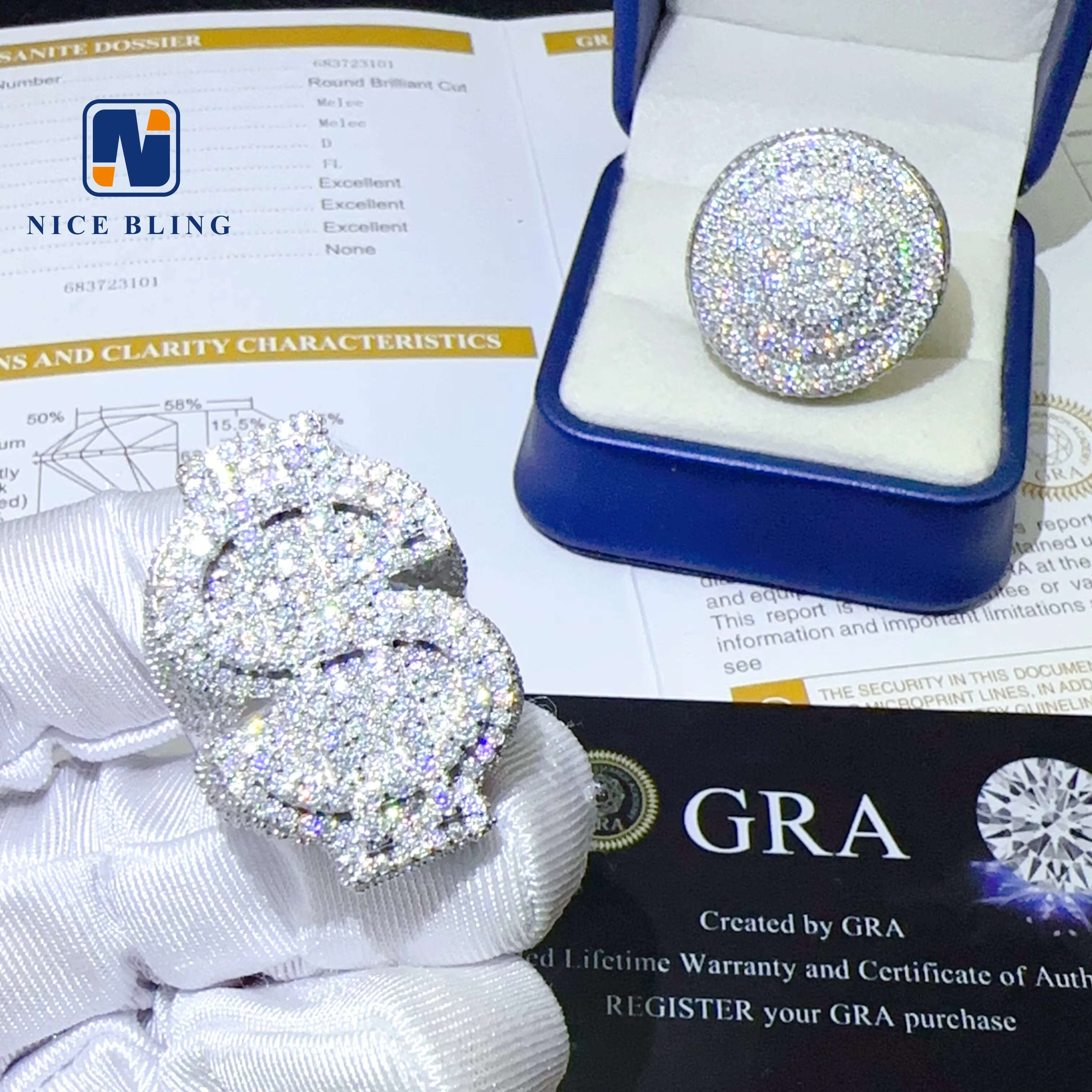 Fine Jewelry Best Selling Dollar Rings Iced Out S925 Silver Moissanite Hip Hop Ring Fashion USD Dollar Ring for Men