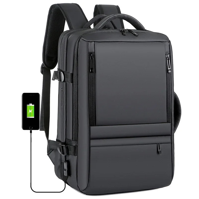 Waterproof Mens Backpack Fashion Mens Business Bag Scalable High-capacity Travel bag Multi Functional Bags with USB Charging 250530